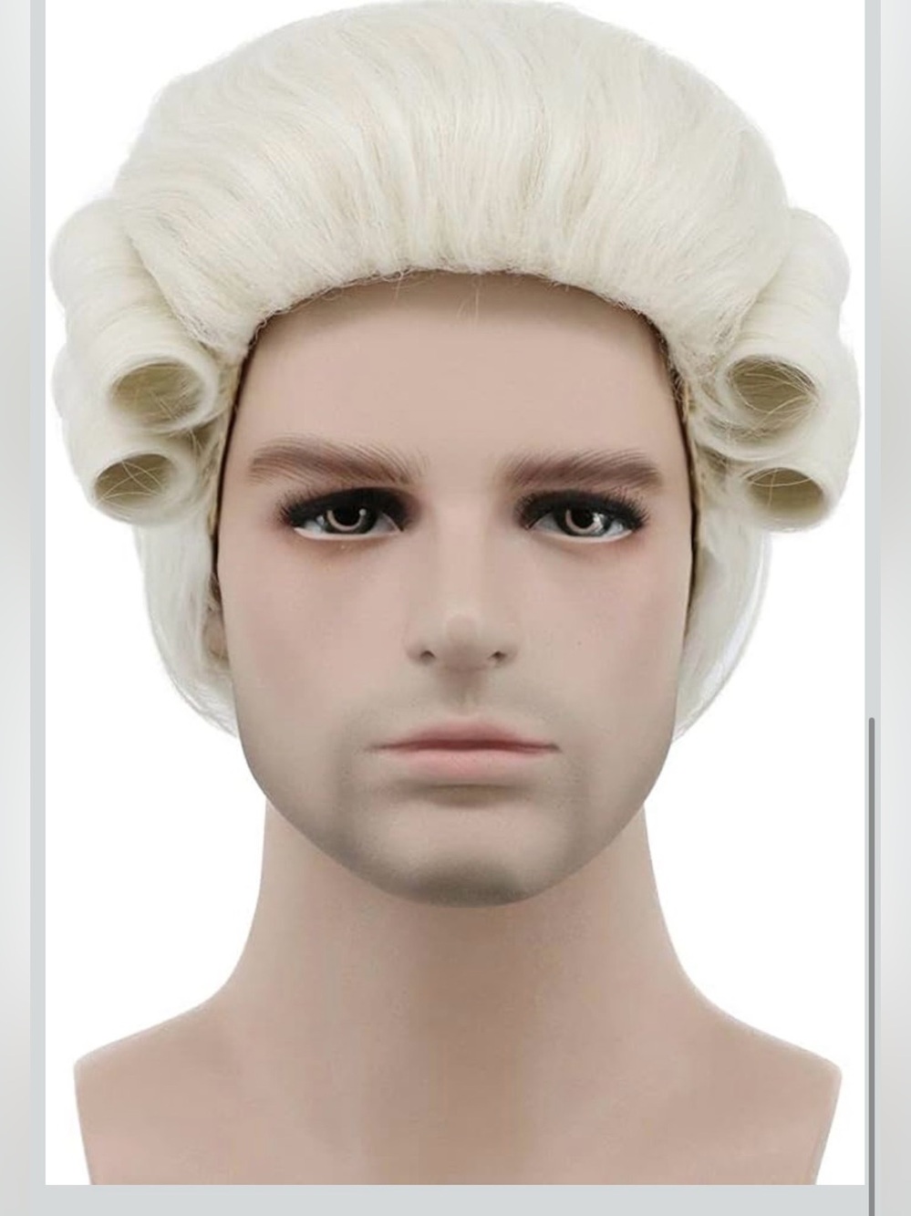 Judge Colonial Wig Man Long Wave Beige Washington Costume Cosplay NEW